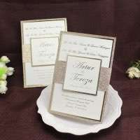Glitter Invitation Card with Envelope Foil Printing Wedding Invitation Customized 